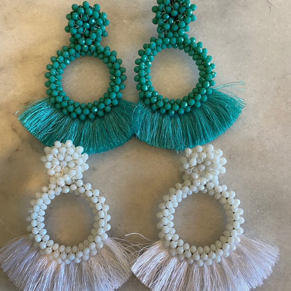 Bead and fringe earrings